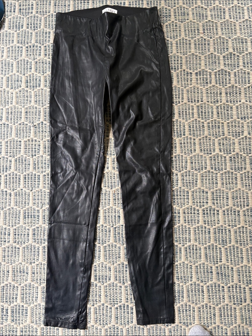 Women’s velvet Black Faux Leather leggings